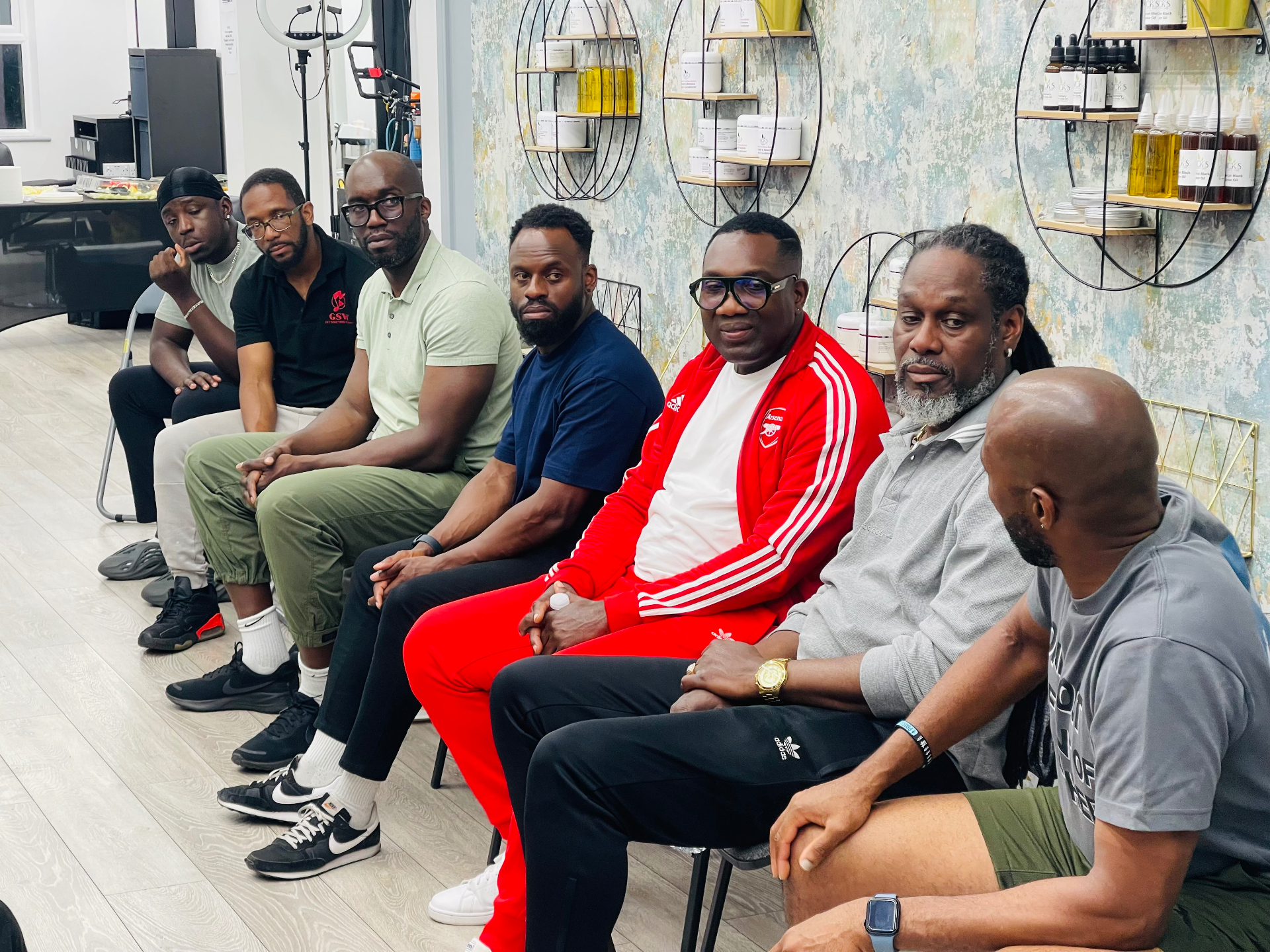 Men's session at a Black-owned barbershop